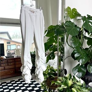 Nordstrom Cream Ruffle Hem Track Joggers